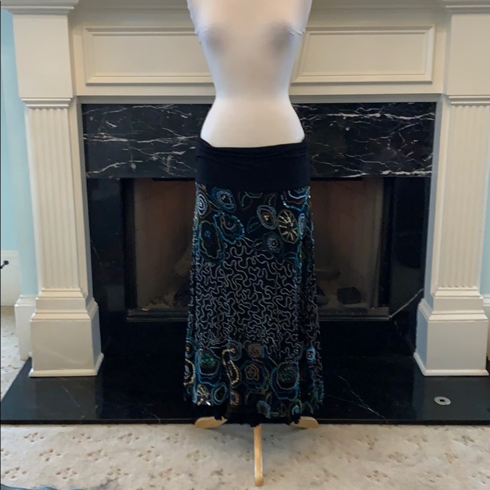 Fully embroidered, beaded and sequined skirt
